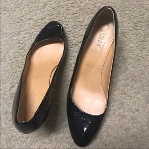 9.5 J Crew patent leather wedges like new!